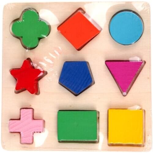 Kids Wooden Puzzle Toys Baby Wood 3D Jigsaw Puzzles Geometry Montessori Cognitive Toys Children Early Learning Educational Toy