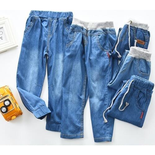 Childrens denim slacks boys and girls wear thin pants