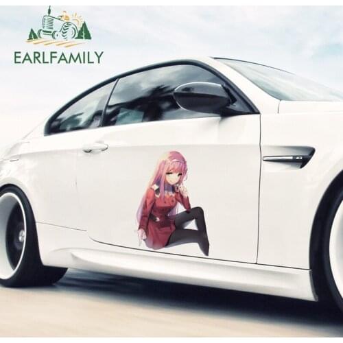 EARLFAMILY 43cm x 32.4cm For Zero Two Fine Decal Scratch-Proof Car Assessoires Stickers Motorcycle Creative Occlusion Scratch