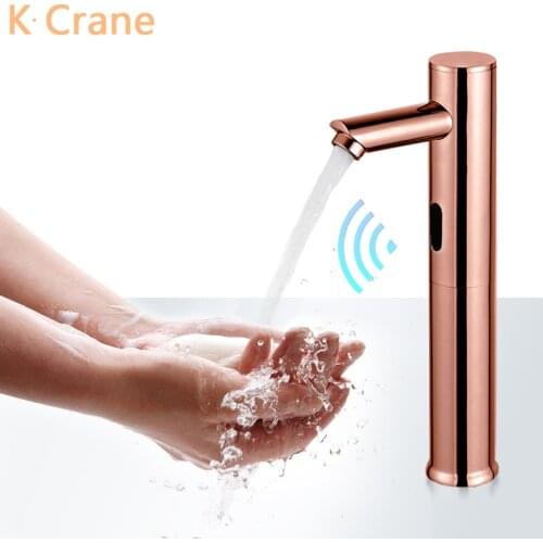 Infrared Motion Sensor Faucet Bathroom Smart Touchless Tap Luxury Rose Gold Induction Grifo Modern Basin Copper Faucets Torneira