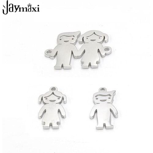Jaymaxi Mirror Polish Stainless Steel Boy And Girls Charm Connectors Love DIY Jewelry Pendant New Wholesales 20Pieces/Lot
