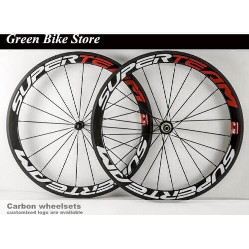 Superteam 50mm carbon wheelset road bike wheel 23mm width tubular aero 700c spoke wheels