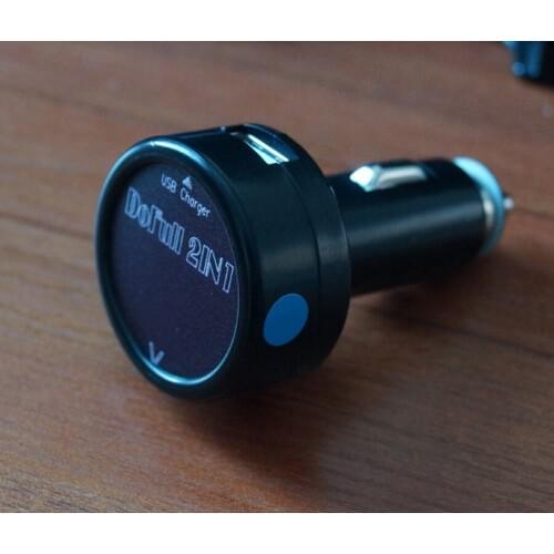 By dhl 100pcs practical 2 In 1 LED Car Cigarette Lighter Digital Voltmeter USB charger Applies to 12/24V Car Voltage Meter