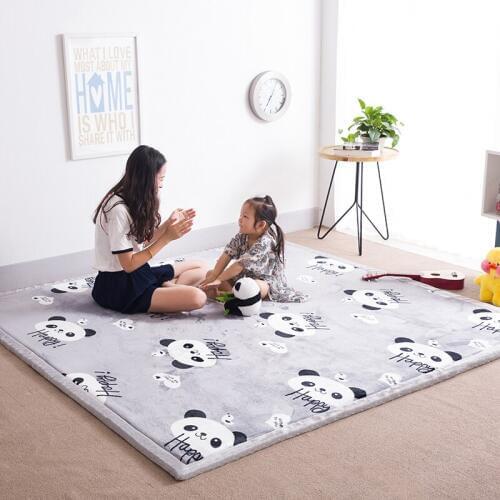 2/3CM Coral Fleece GrayCarpets Living Room Cartoon PandaLarge Size Rugs Kids Bedroom Baby Play Game Mat Home Children Tatami Rug