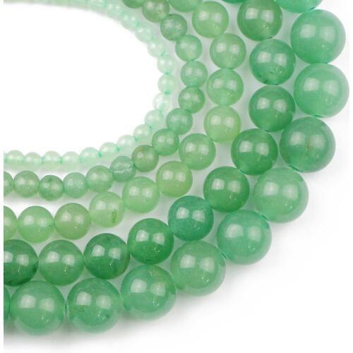YHBZRET Natural Stone Green Aventurine Round Loose Beads For Jewelry Making 4/6/8/10/12MM DIY Bracelets necklace accessories
