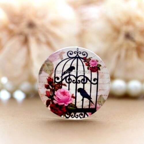 20pcs 12mm 20mm 25mm 30mm Round Glass Beads Cabochon DIY For Tray Pendant -(Birdcage)-(HPGC-2313)