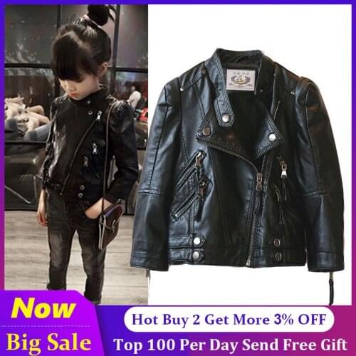 Pu Girls Teens Jackets Girl Kids Classic Collar Coats Teen Long Sleeve Zipper Windbreaker Clothing ChildrenS Girls Outwear Sale