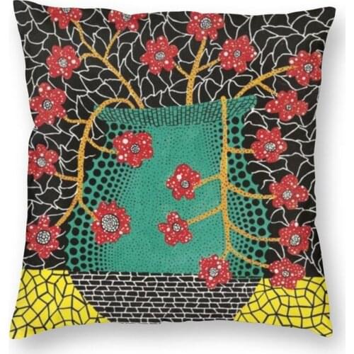 Yayoi Kusama Flowers Square Pillowcover Home Decorative Polka Dots Art Cushions Throw Pillow for Living Room Double-sided