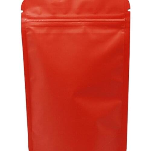 Matte Red 10x15cm Stand Up Pure Aluminum Foil Resealable Bags for Candy Cookies Mylar Foil Zipper Self Seal Snack Storage Packin