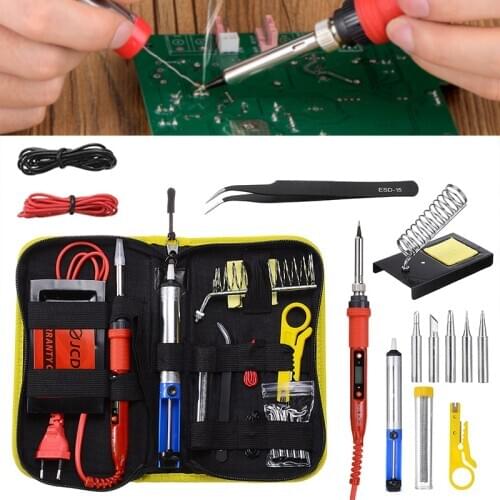 80W Temperature Adjustable Electric Soldering Set 220V LCD Digital Welding Iron Tool Kit Welding Equipment EU Plug