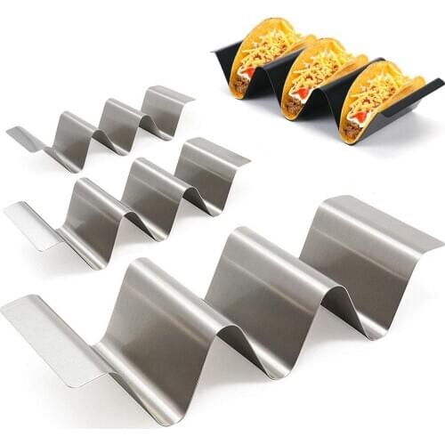 Taco Holders Stainless Steel Taco Holder Stand Rack Wave Shape Taco Holder Tray Stand Bakeware Kitchen Tools