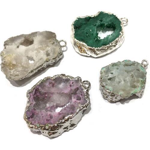 Natural stone crystal pendant irregular shape Exquisite accessories DIY for Necklace or Jewelry Making Size 35x45mm