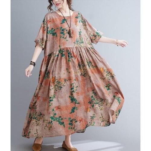 2021 New Summer Dress Oversized Vintage Korea Style Floral Dress One-Piece Holiday Boho Beach Ladies Vestidos WomenS Dress Robe