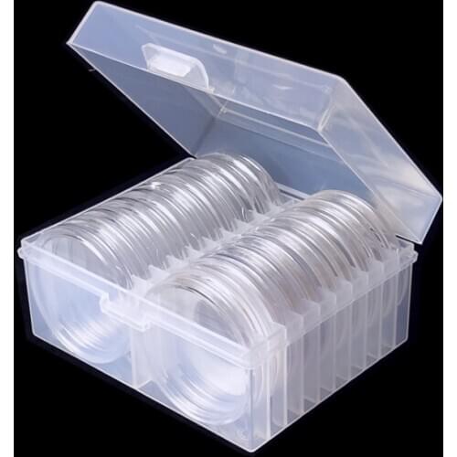 50Set 20PCS/Set 16mm 20mm 25mm 27mm 30mm 38mm 46mm Clear Coin Capsules Caps Transparent Coin capsules For Coins Dollar box
