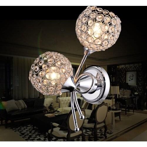 Modern Simple Iron Art Crystal Wall Lamp Creative Fashion LED Bedside Wholesale Led Sconce Indoor Modern Wall Light