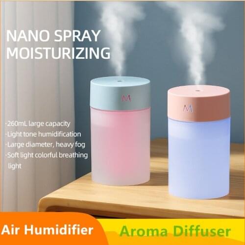 260ML Air Humidifier Ultrasonic Mini Aromatherapy Diffuser Portable Sprayer USB Essential Oil Atomizer LED Lamp for Home Car
