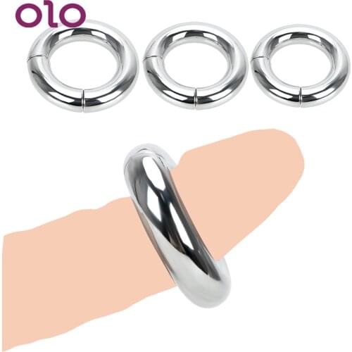 VATINE 5 size Penis Cock Lock Ring Metal Heavy Duty Male Magnetic Ball Delay Ejaculation Scrotum Stretcher Sex Toys for Men