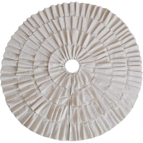 Shimmer Burlap Creme Ruffle Trim Rustic Christmas Tree Skirt, 50 inches, Holiday Decoration