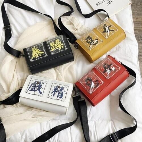 Harjuku Letter Printing Shoulder Bag Rock Designer Women Bag Small Crossbody Bag PU Leather Mini Ladies Bag