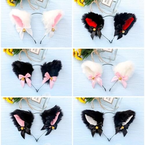 Plush Ears Fox Ears Bell Hair Band Cosplay Ears on The Head Halloween Accessories Cosplay Lolita Anime Accessories
