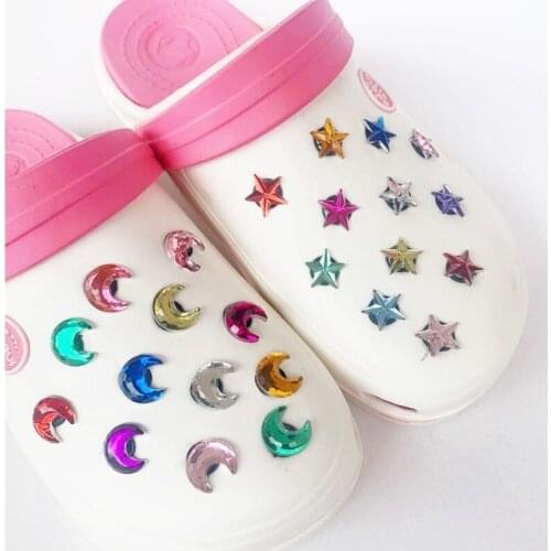 1pcs Moon Shape Multicolor Rhinestone Croc Charms for Jibz Shoes