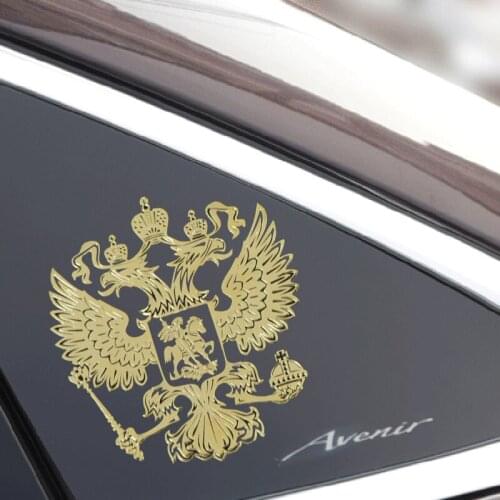 10pcs Coat of Arms of Russia Nickel Metal Car Stickers Decals Russian Federation Eagle Emblem for Car Styling Laptop Sticker