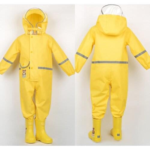 115-130CM Waterproof Raincoat For Children Rain Coat Poncho Boys Girls Primary School Students Siamese Suit Big Clear Visior