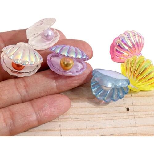 12-48Pcs Kawaii Cute Color Gold Plated Pearl Shells Flat Back Resin Scrapbooking Cabochons DIY Ocean Jewelry Accessories 20*23мм