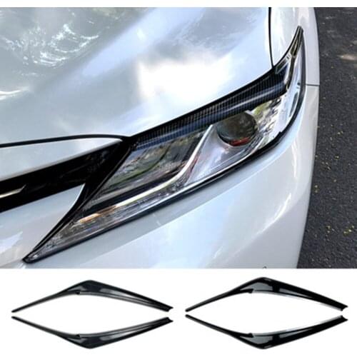 2Pcs Black Car Headlight Lamp Eyebrow ABS Decoration Trims Cover For Toyota Camry SE XSE XLE L LE 2018 2019 2020 Decoration
