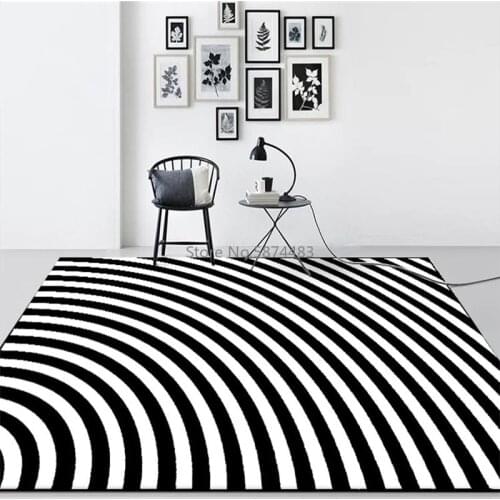 200*300cm Modern Black and White Simple Personality Asymmetrical Geometric Bedroom Living Room Bedside Carpet Kitchen Door Mat