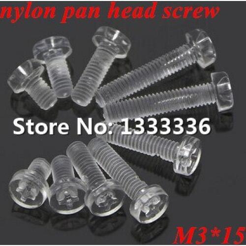 200pcs M3*15 Acrylic Screws Round Phillips Head Screws Transparent Nylon PC Screws m3x15mm