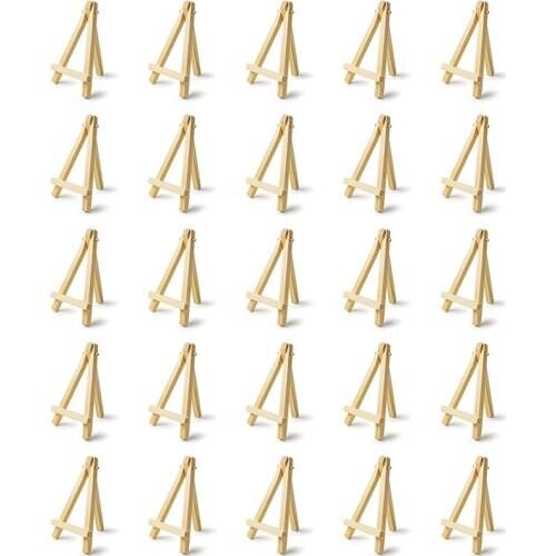 25 Pieces of Mini 5 Inch Wooden Easel. Business Cards, Display Photos, Small Canvases, Classroom DIY Arts and Crafts
