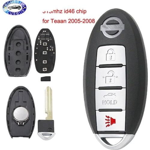 3+1 Buttons 315MHz with ID46 Chip 4 Buttons Keyless Entry Smart Remote Key Fob for Nissan Teana 2005-2008