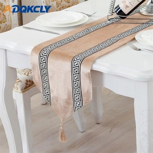 33*180cm Geometric Table Runners Polyester&Flannel Fabric Table Runner with Tassel Decoration for Dining Party Wedding 4 Colors