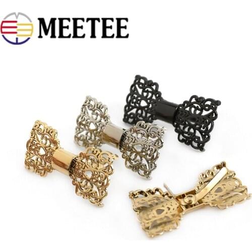 5/10pcs Meetee 38*20mm Metal Bow Decor Button Clasp Hollow Flower Shoes Buckle DIY Jewelry Pin Clip Buckles Garment Accessories