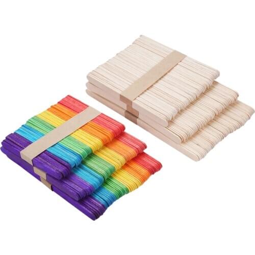 50pcs/10pcs Wooden Sticks Natural/MultiColor Rods Popsicle Ice Cream Stick DIY Craft Handmade Educational Toys 150mm-200mm