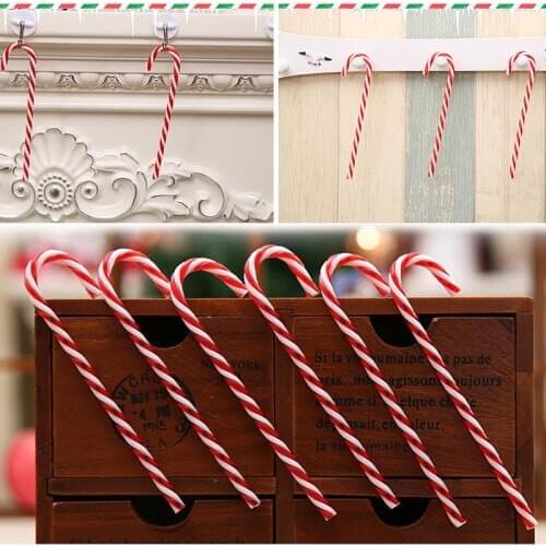 6Pcs/lot New Year Christmas Tree Candy Crutch Christmas Tree Ornament Pendant New Year Xmas Party Christmas Decoration for home