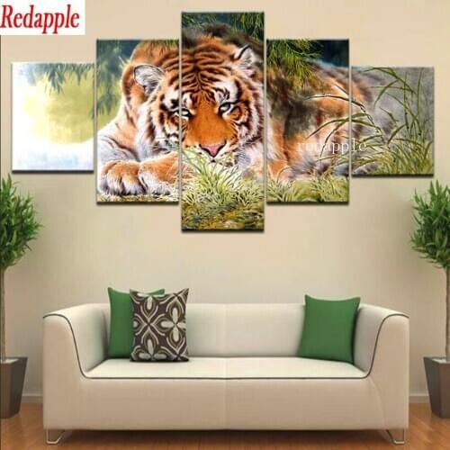 Diamond Painting Rhinestone tiger picture of rhinestone 5D DIY Diamond Embroidery,Cross Stitch,diamond Mosaic Sale 5 pcs set art