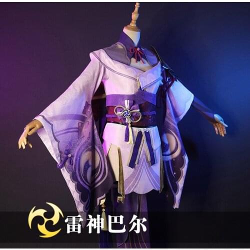 Anime Game Genshin Impact Shogun Raiden Combat Dress Lovely Uniform Cosplay Costume Halloween Women Free Shipping 2021 New
