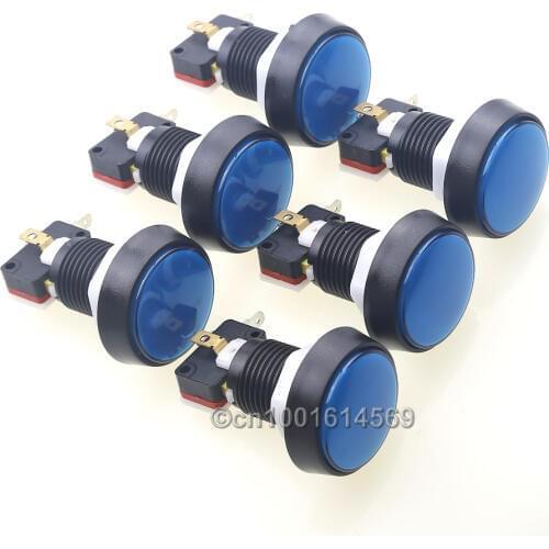 Arcade DIY Kits Parts 6pcs 44mm Arcade diy Parts LED Lit Illuminated Push Buttons For MAME Multicade Raspberry PI Retropie -Blue