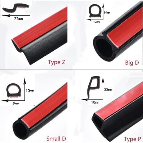 Car P Z D shape type 8 Meters Car Door Seal Strip EPDM Rubber Noise Insulation Anti-Dust Soundproof Car Seal strong 3M adhensive