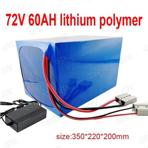 GTK 72v 60Ah lithium polymer battery BMS lithium ion for 5000w scooter bicycle battery bike tricycle motorcycle +10A charger