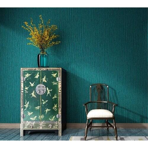 Beibehang High-end peacock blue pure pigment color wallpaper Nordic living room bedroom restaurant bar background wall paper