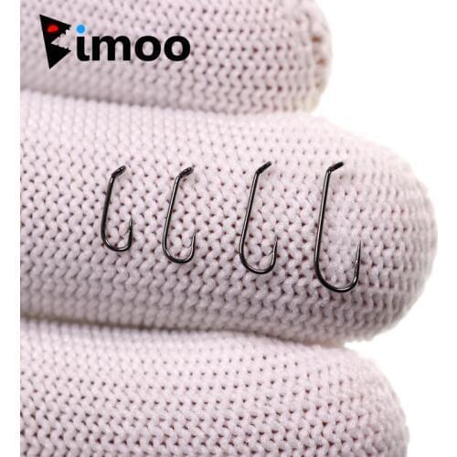Bimoo 50pcs Fly Fishing Dry Fly Hook 2X Standard Wire Nymph Hook Black Nickel Finish Fly Tying Material Sizes 14 16 18 20 22