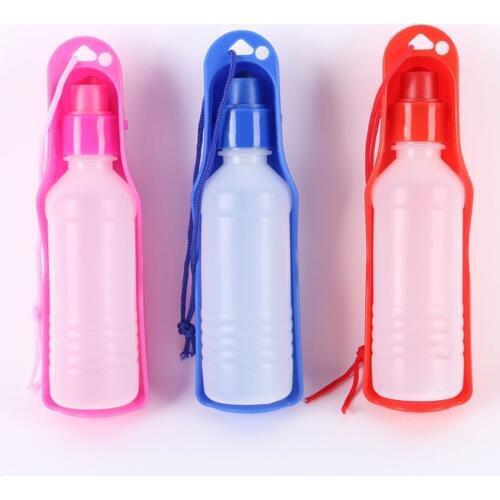 250/500ml Dog Water Bottle Feeder With Bowl Plastic Portable Water Bottle Pets Outdoor Travel Pet Drinking Water Feeder