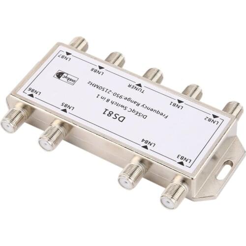 DS81 8 in 1 Satellite Signal DiSEqC Switch LNB Receiver Multiswitch Heavy Duty Zinc Die-cast Chrome Treated