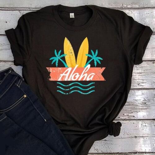 Aloha Hawaii Tshirt Summer Plus Size Women 2021 Fashion Clothing Girls Casual Graphic T Shirts Graphic Tee White