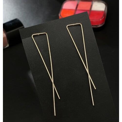 Docona Classic Simple Geometric Drop Earrings for Women Big Gold Color Metal Hollow Triangle Earrings Dance Party Gift 6433