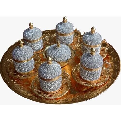 Dudu Coffee cup 6'lı Set Cubic Zirconia Gold
