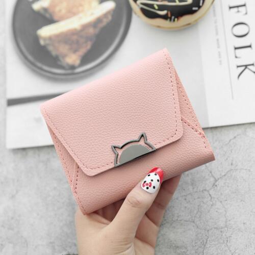 Women Wallets 3 Folding Cats Money Bags for Lady Girls Simple Cute Short Coins Purse Change Cards Holder Female Clutch Wallets